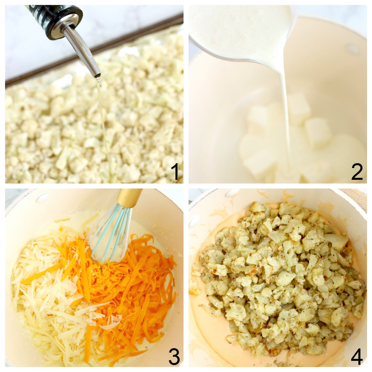 steps for making mac and cheese out of cauliflower