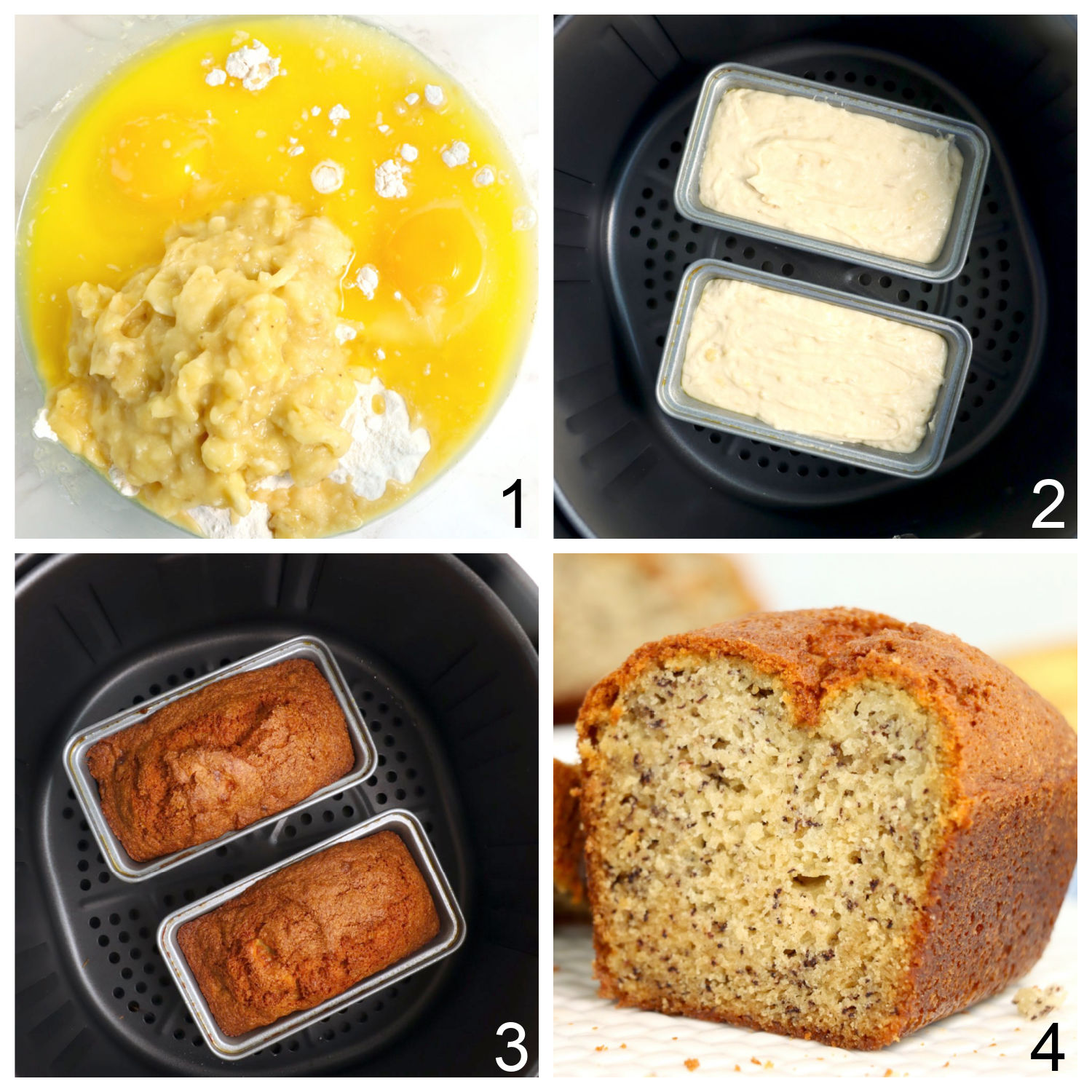 steps for making banana bread in the air fryer