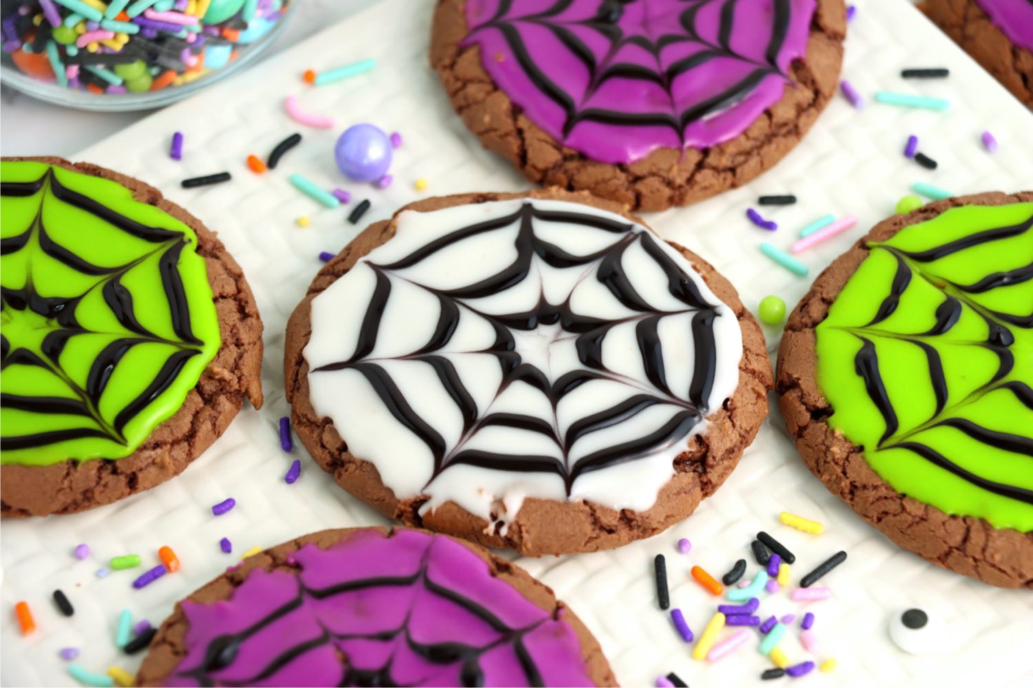 colorful spider web cookies