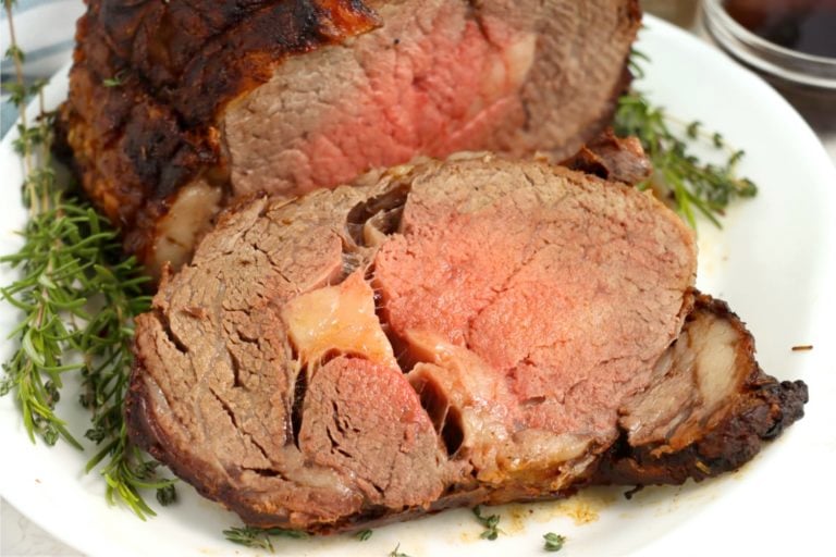 slice piece of prime rib roast