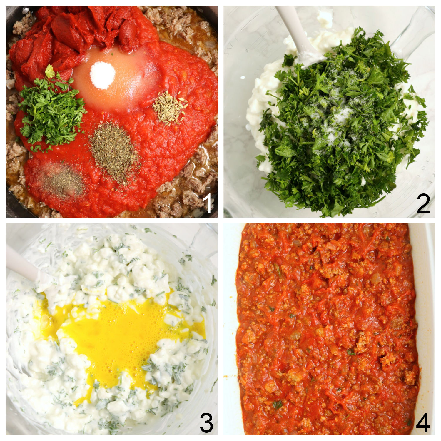 steps for making lasagna meat sauce
