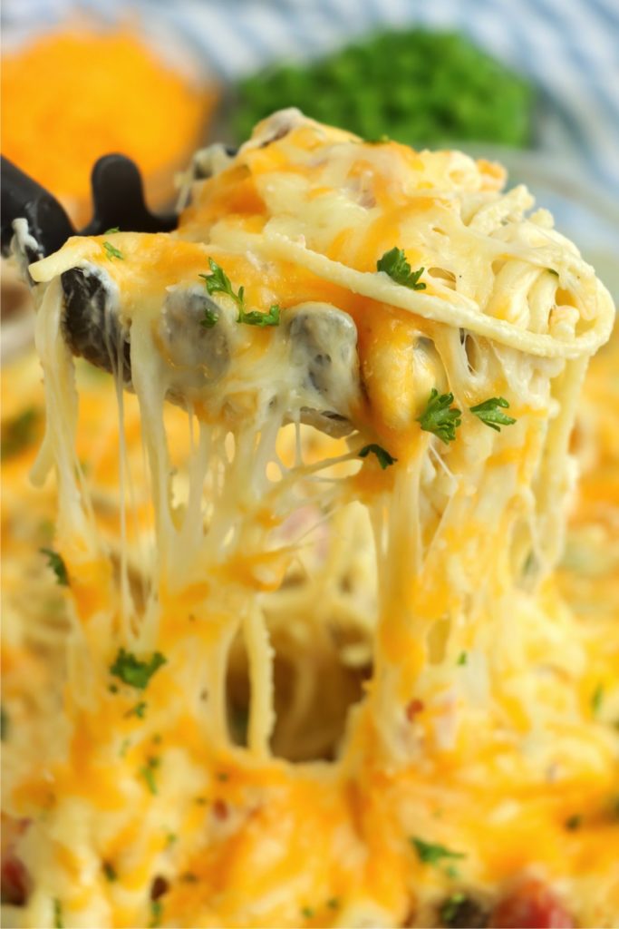 cheese pull from ham tetrazzini