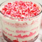 Valentine's Day trifle with layers of pink and red