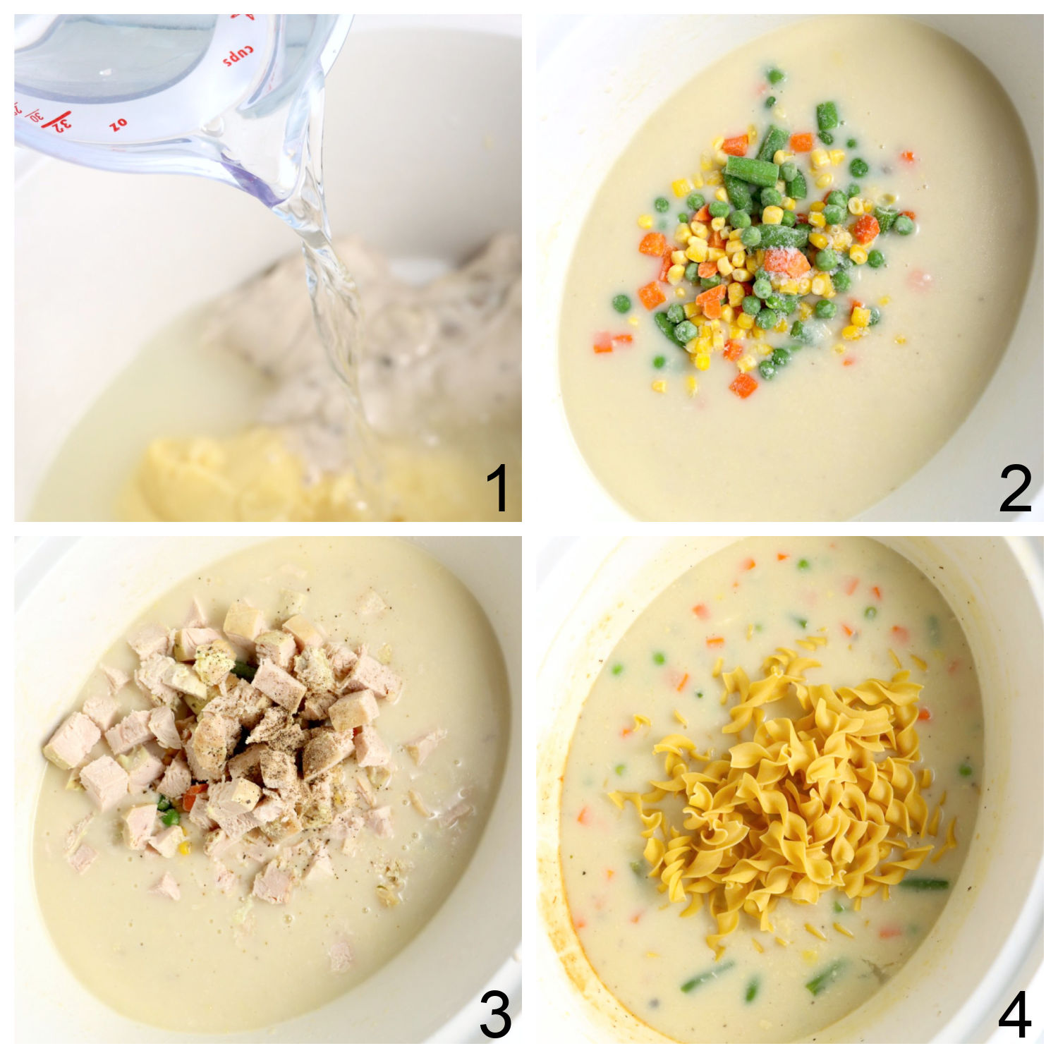 steps for making chicken noodle soup in the crockpot