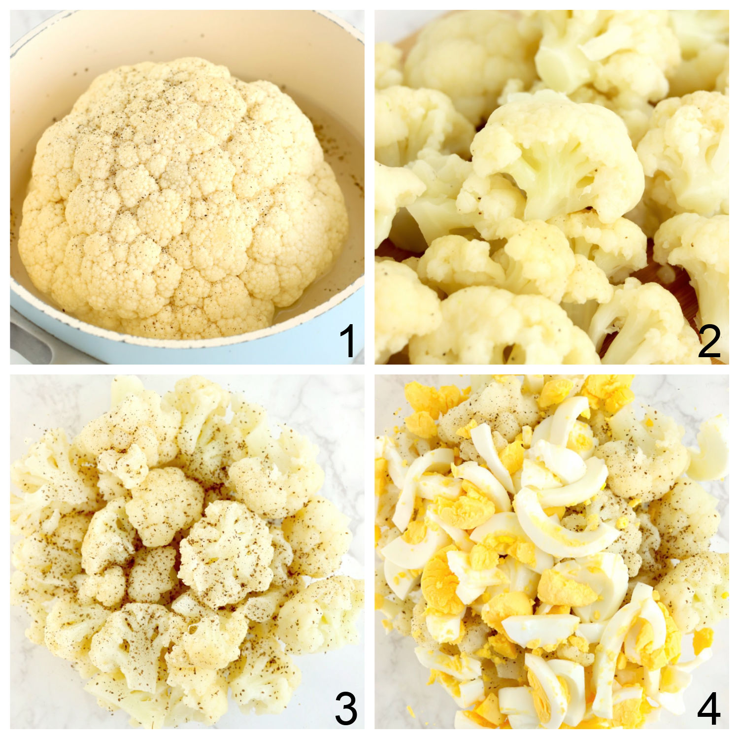 steps for making potato salad with cauliflower