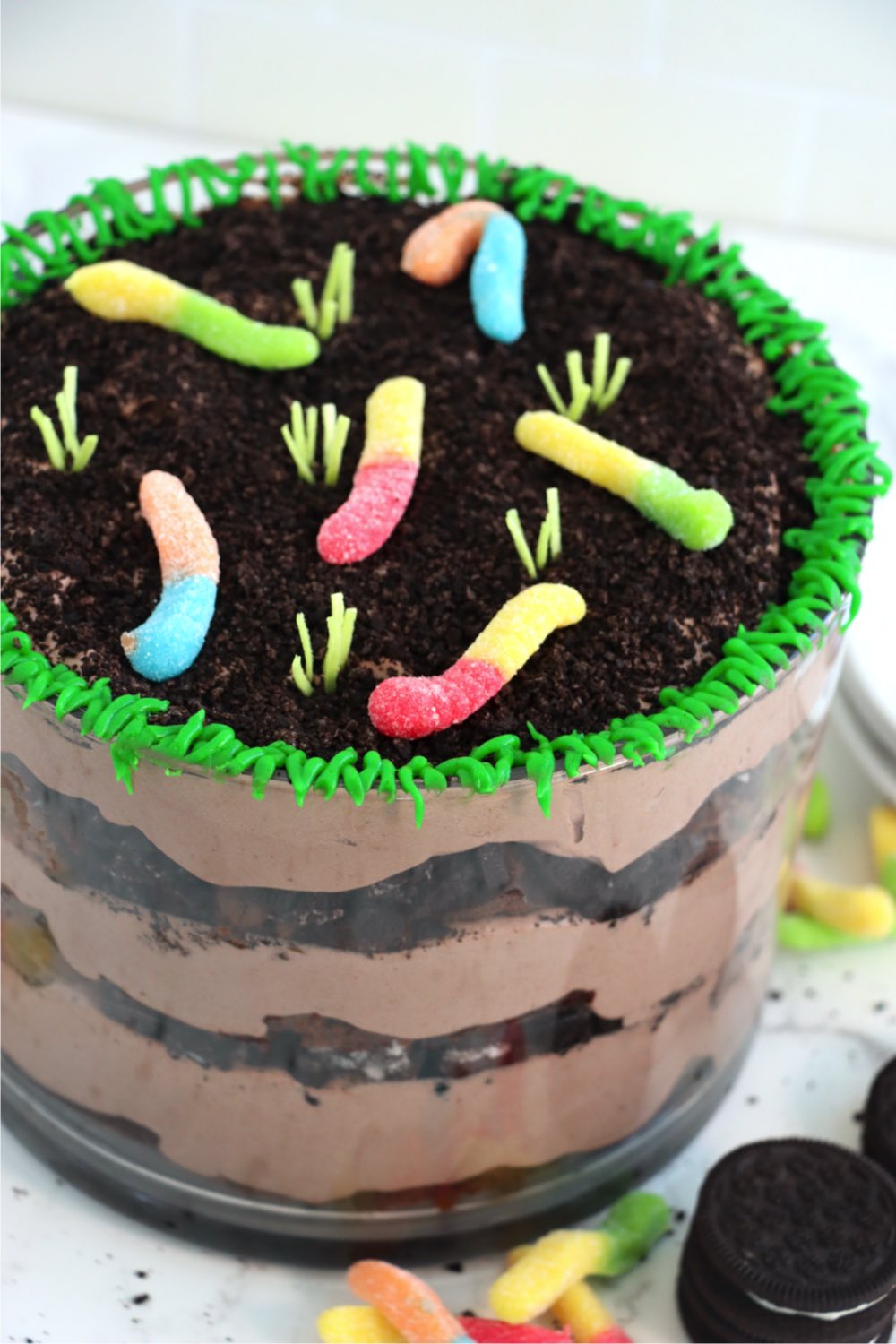 top view of dirt cake trifle