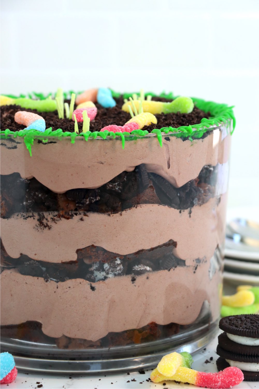 side view of dirt cake trifle