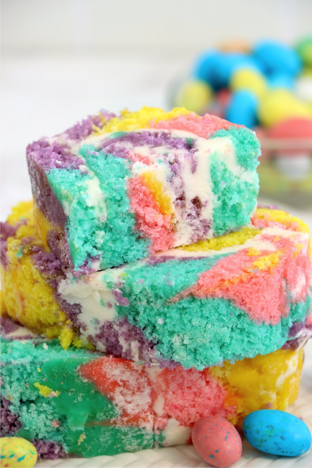 Stack of slices of Easter cake roll