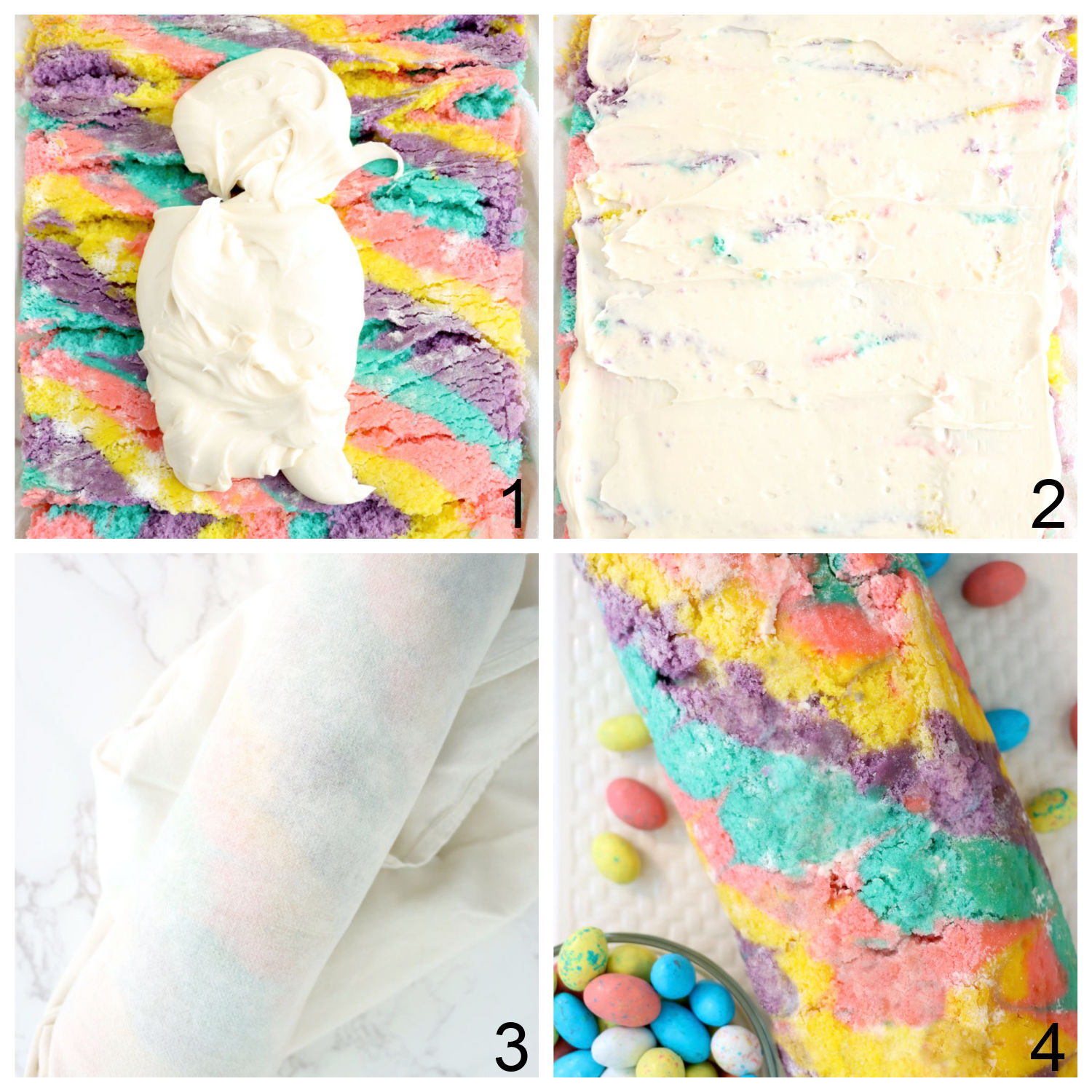 steps for frosting a cake roll
