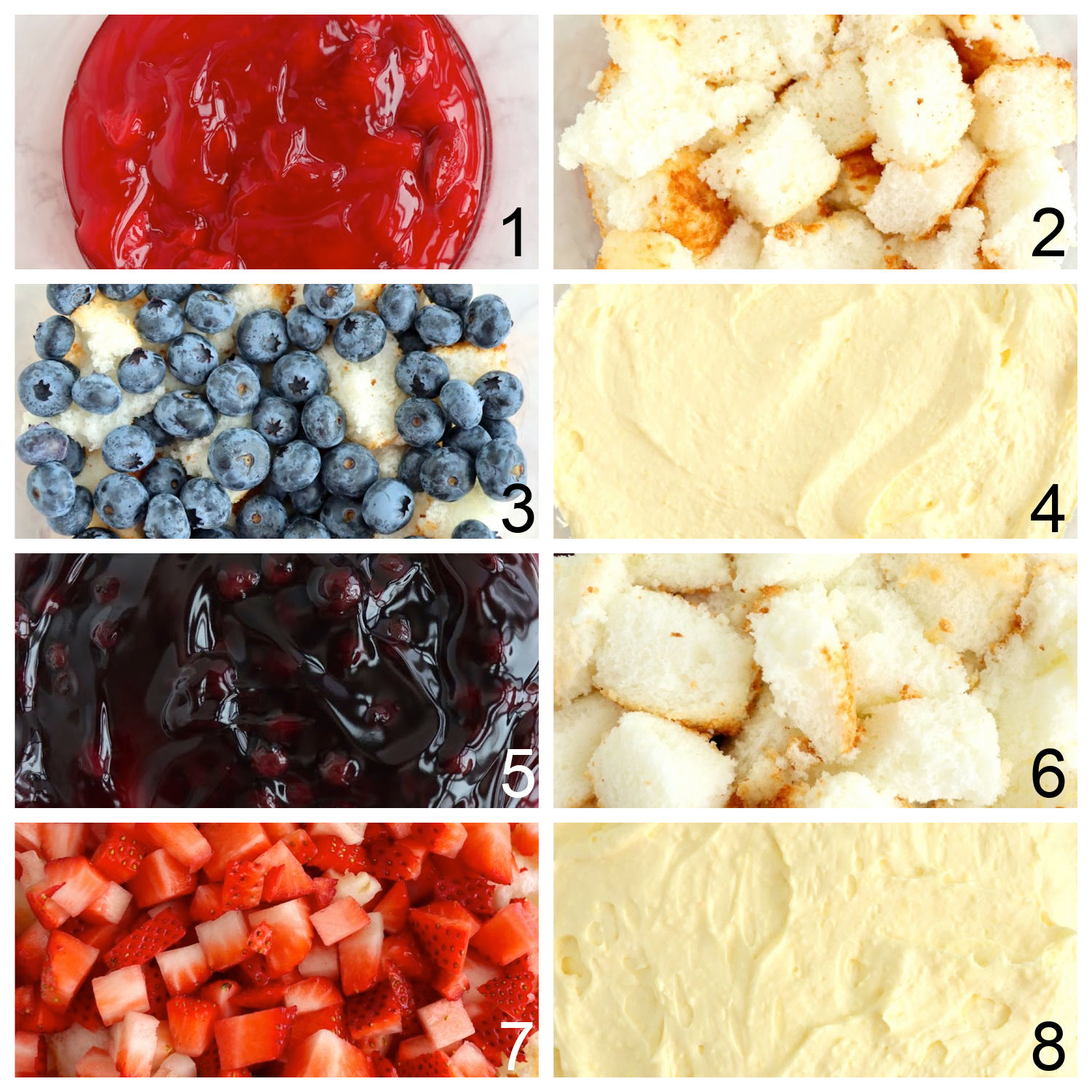 steps for making a red, white and blue trifle