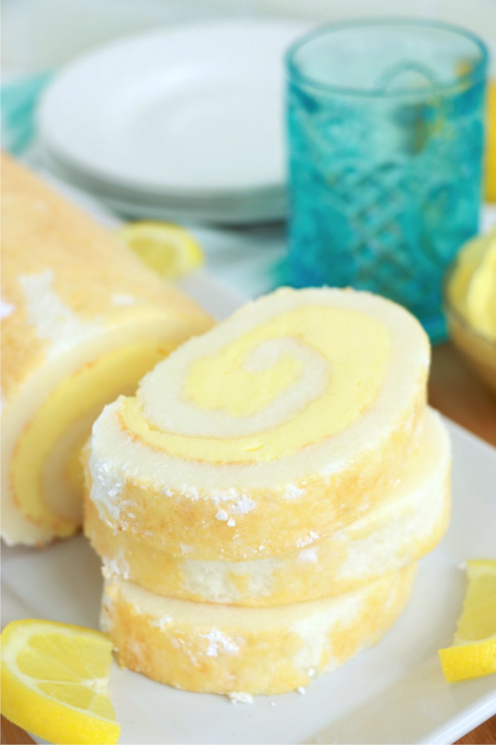 stack of cut cake roll pieces