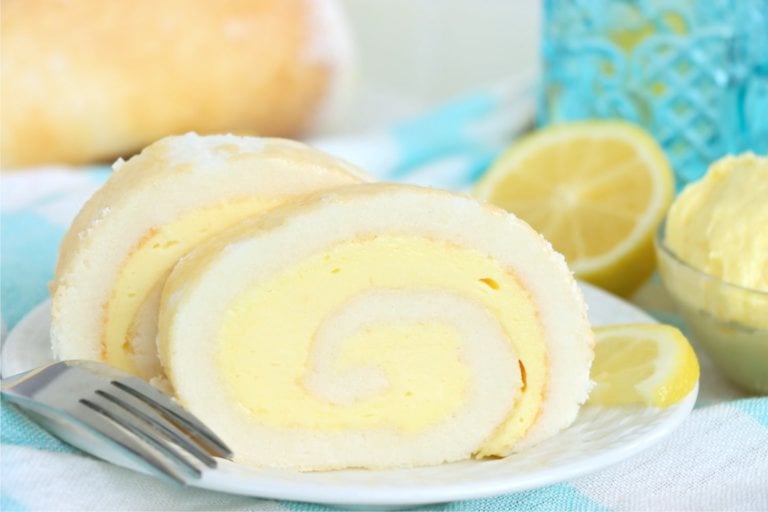 plate with cut pieces of lemon cake