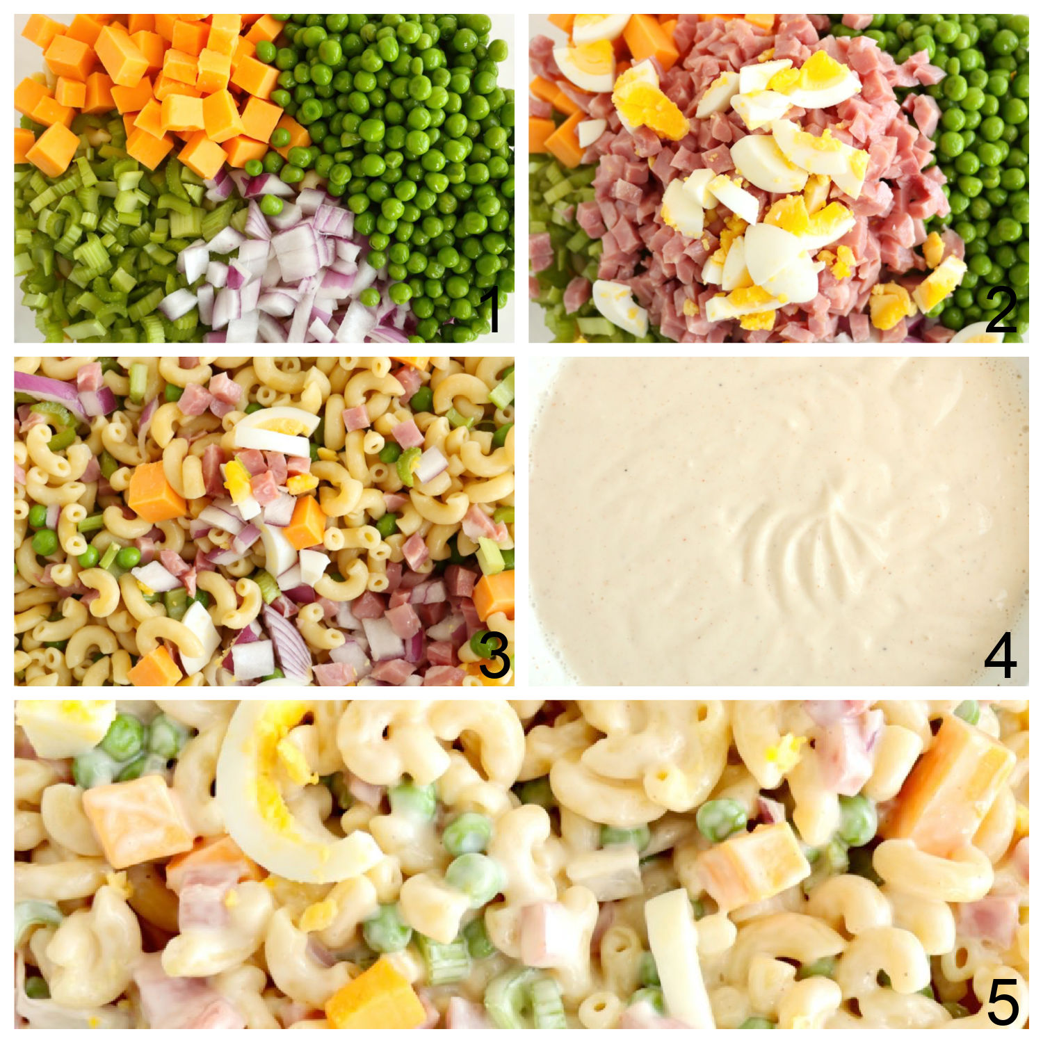 steps for making pasta salad with ham and cheese