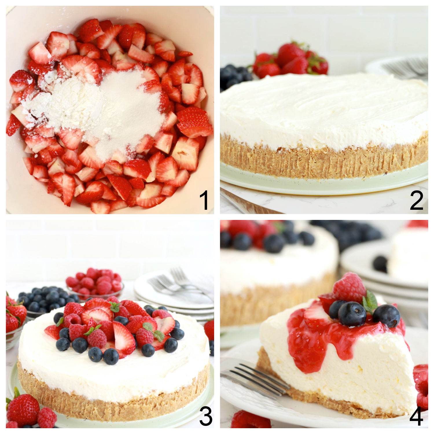 steps for making an easy strawberry cheesecake sauce