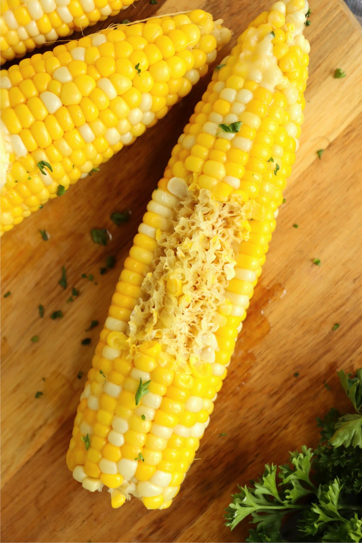 corn on the cob with some rows eaten out