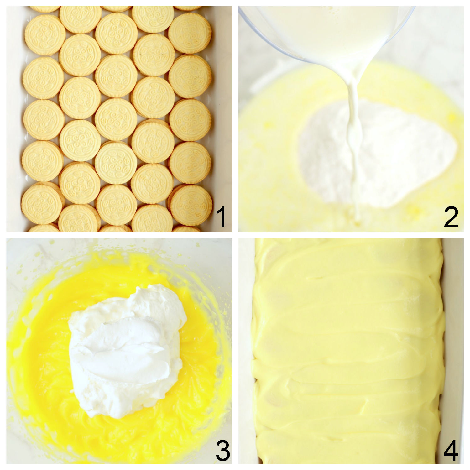 steps for first layer of lemon icebox cake
