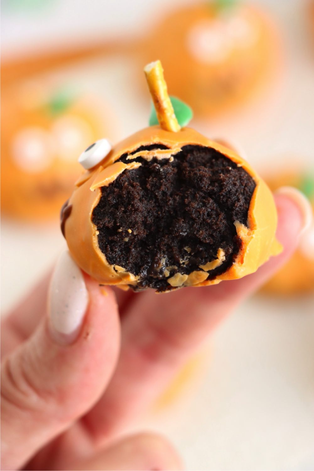 view of the inside of an Oreo truffle ball