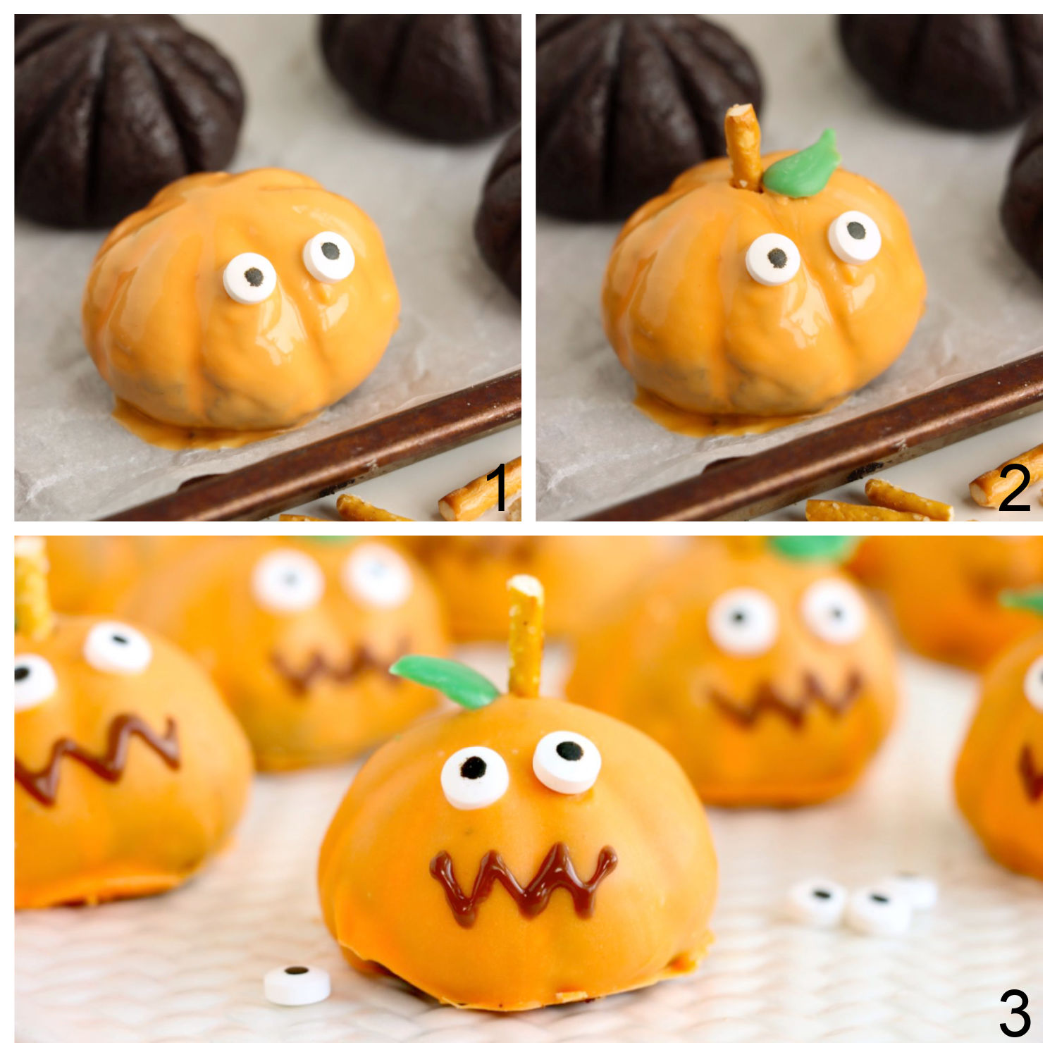 steps for creating Oreo pumpkin balls