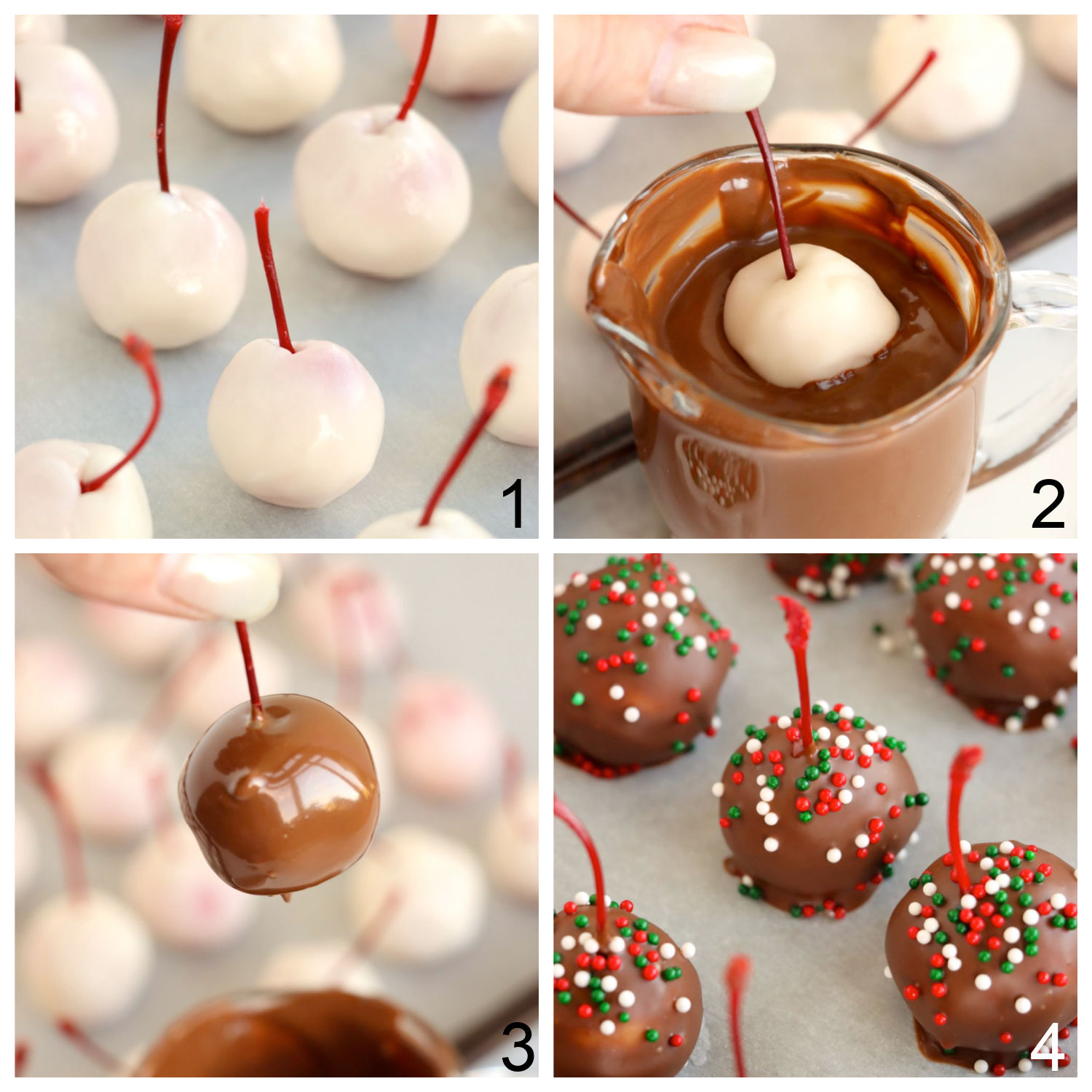 steps for making chocolate covered cherries