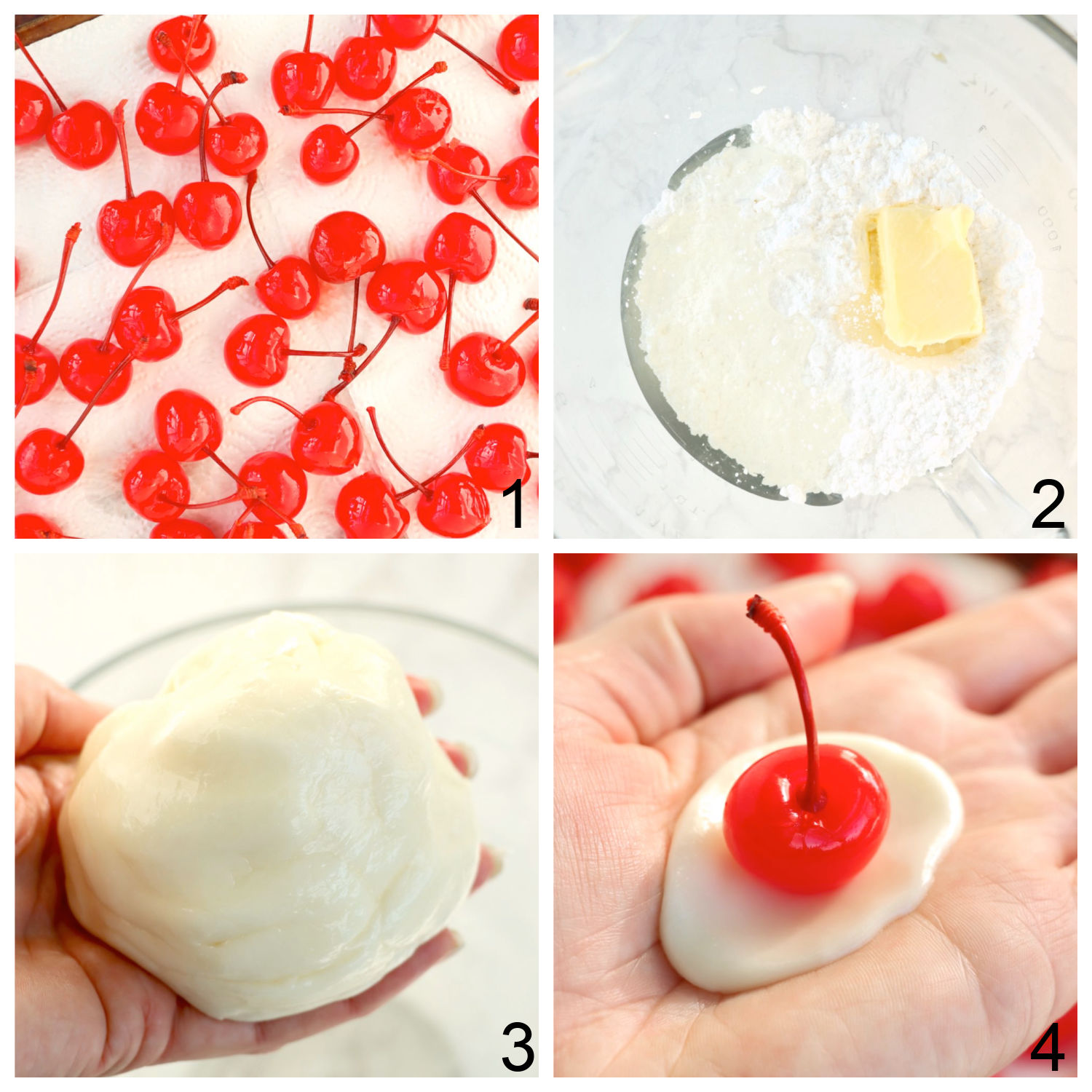 steps for wrapping cherries in fondant