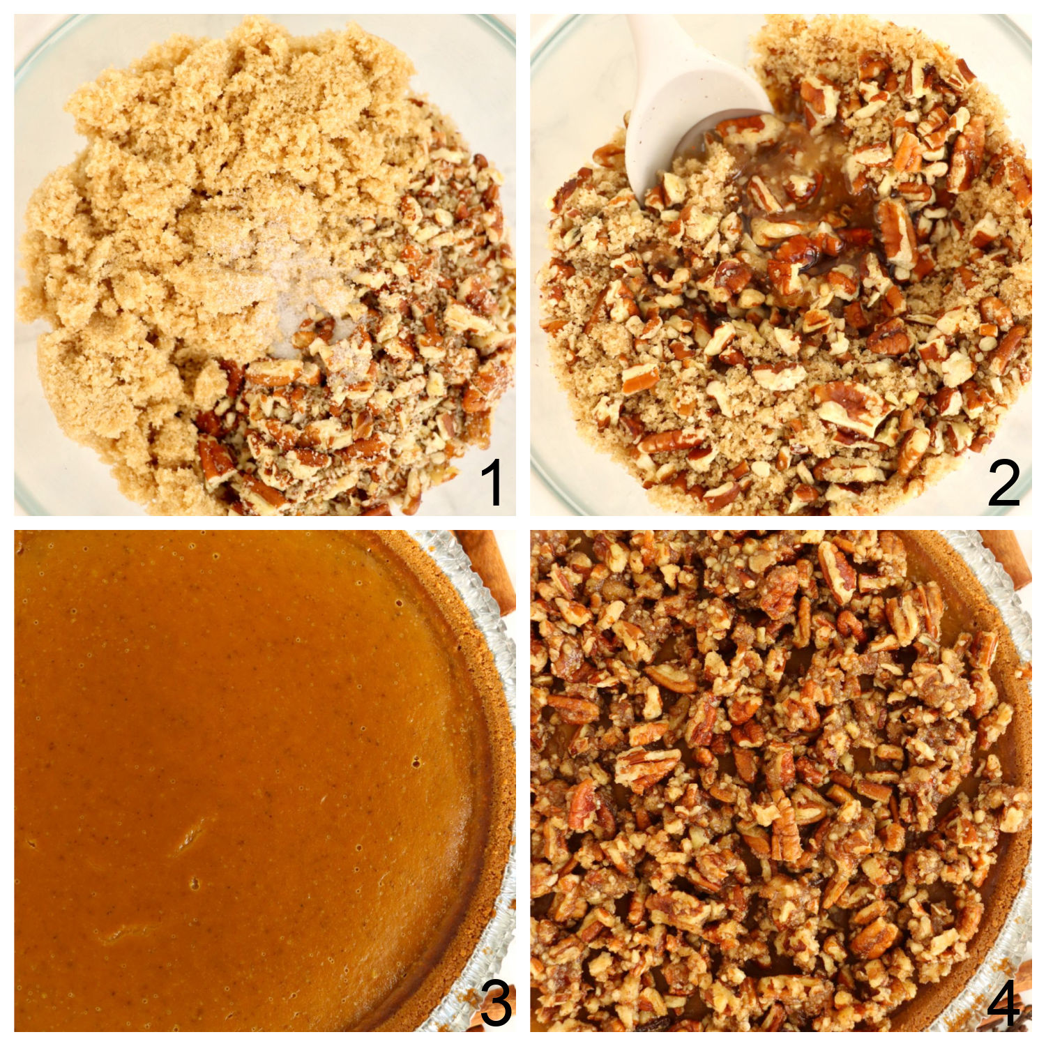 steps for making a praline pie 