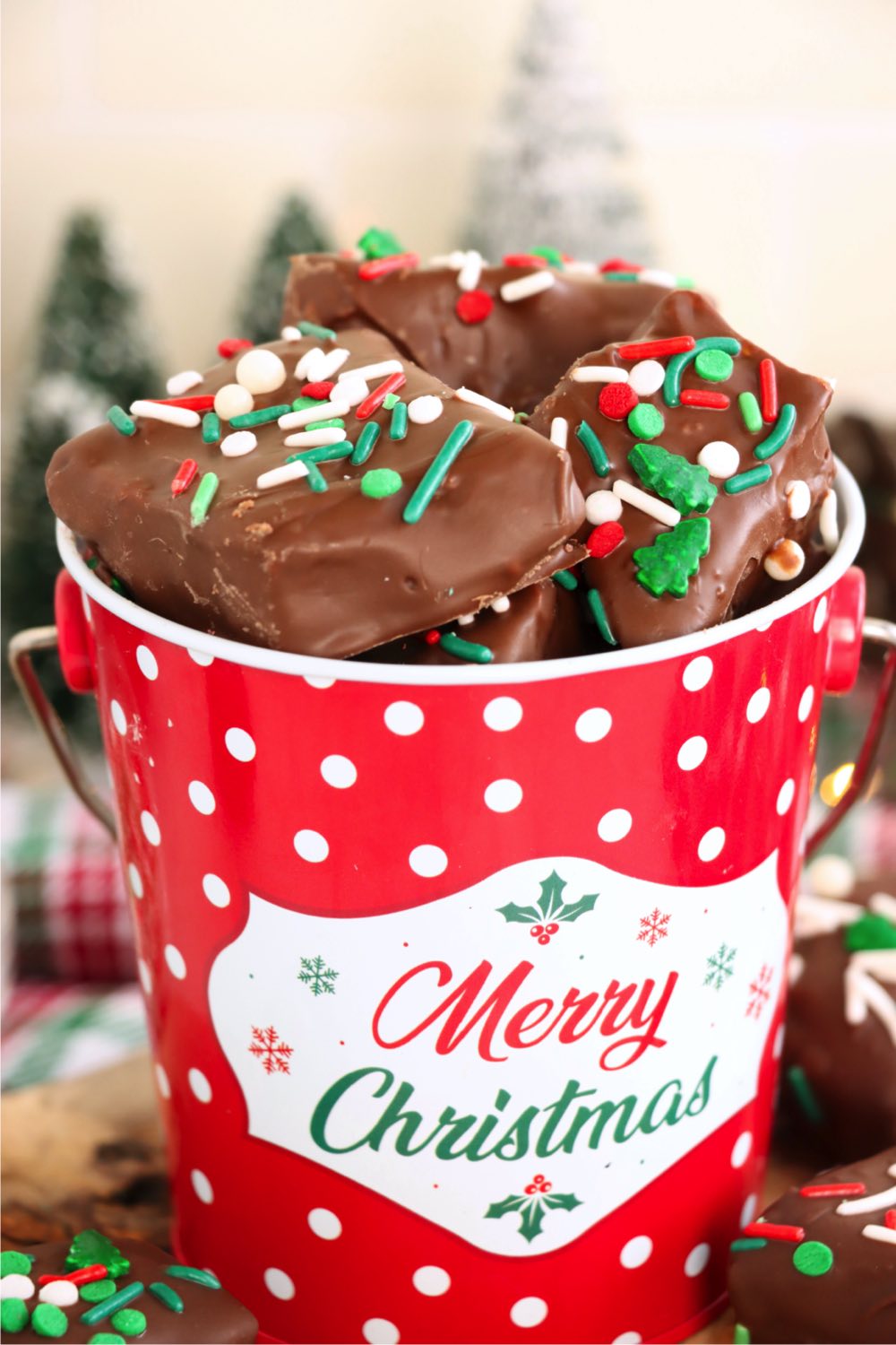 Christmas tin filled with old-fashioned sponge candy
