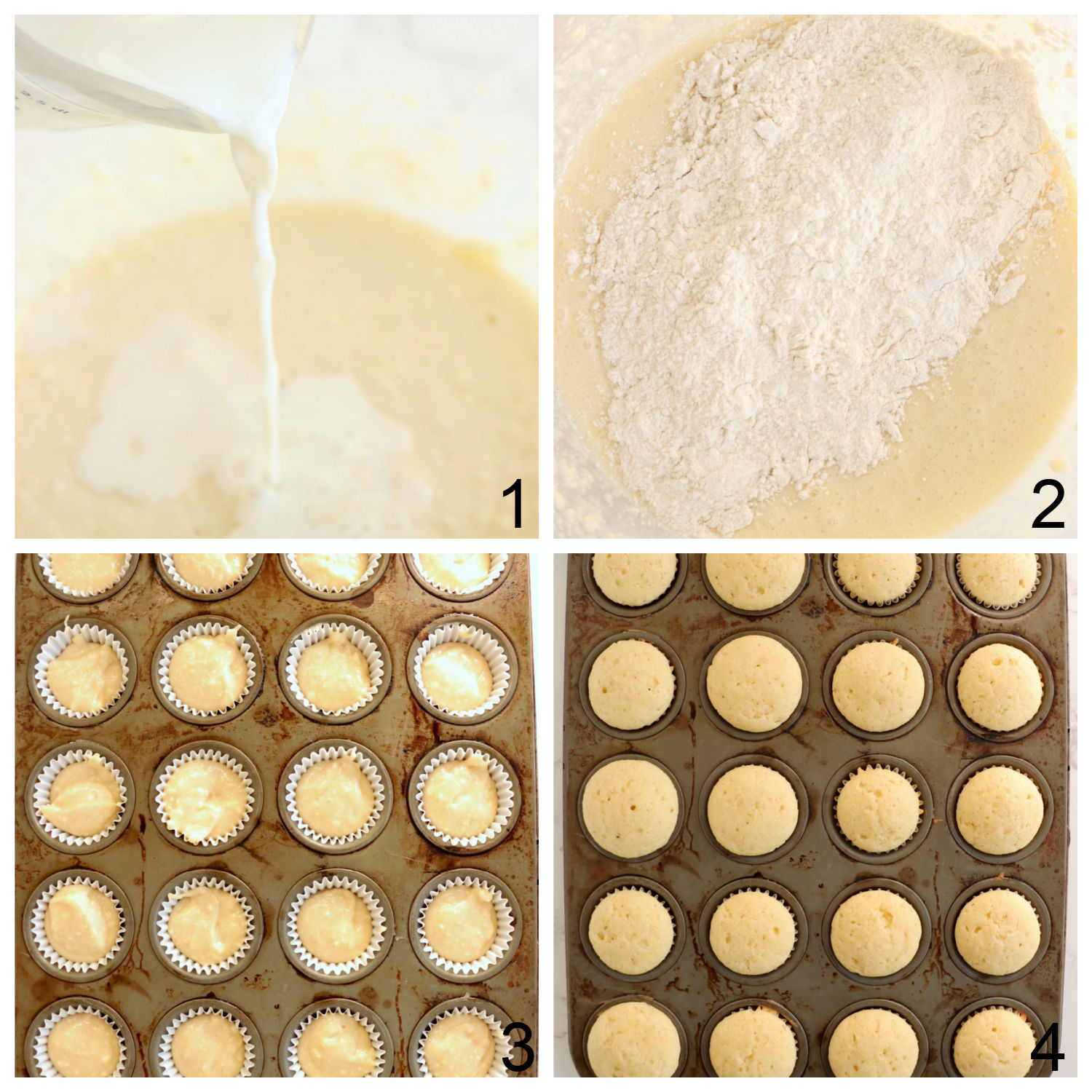 steps for making mini vanilla cupcakes