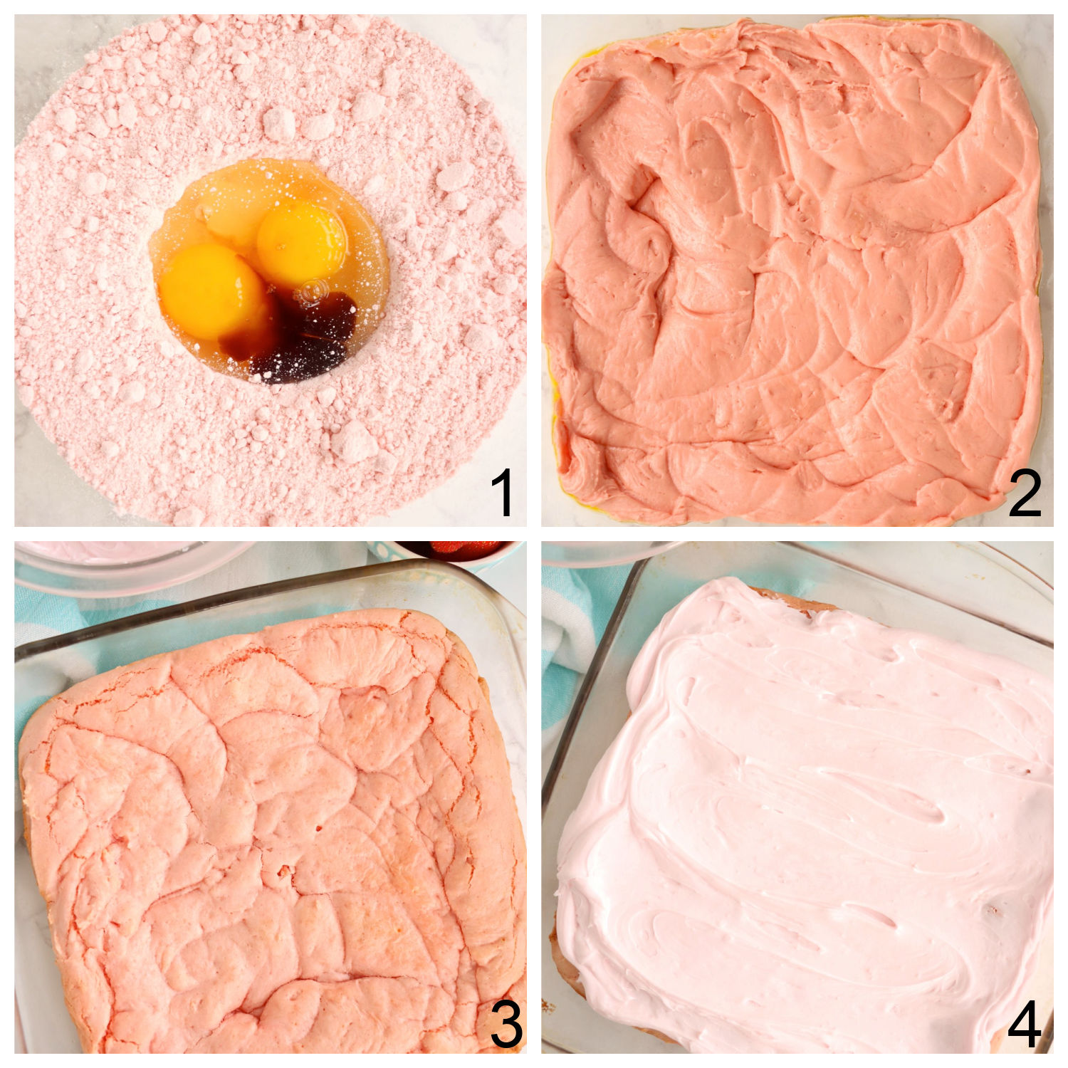 steps for making strawberry brownies with cake mix