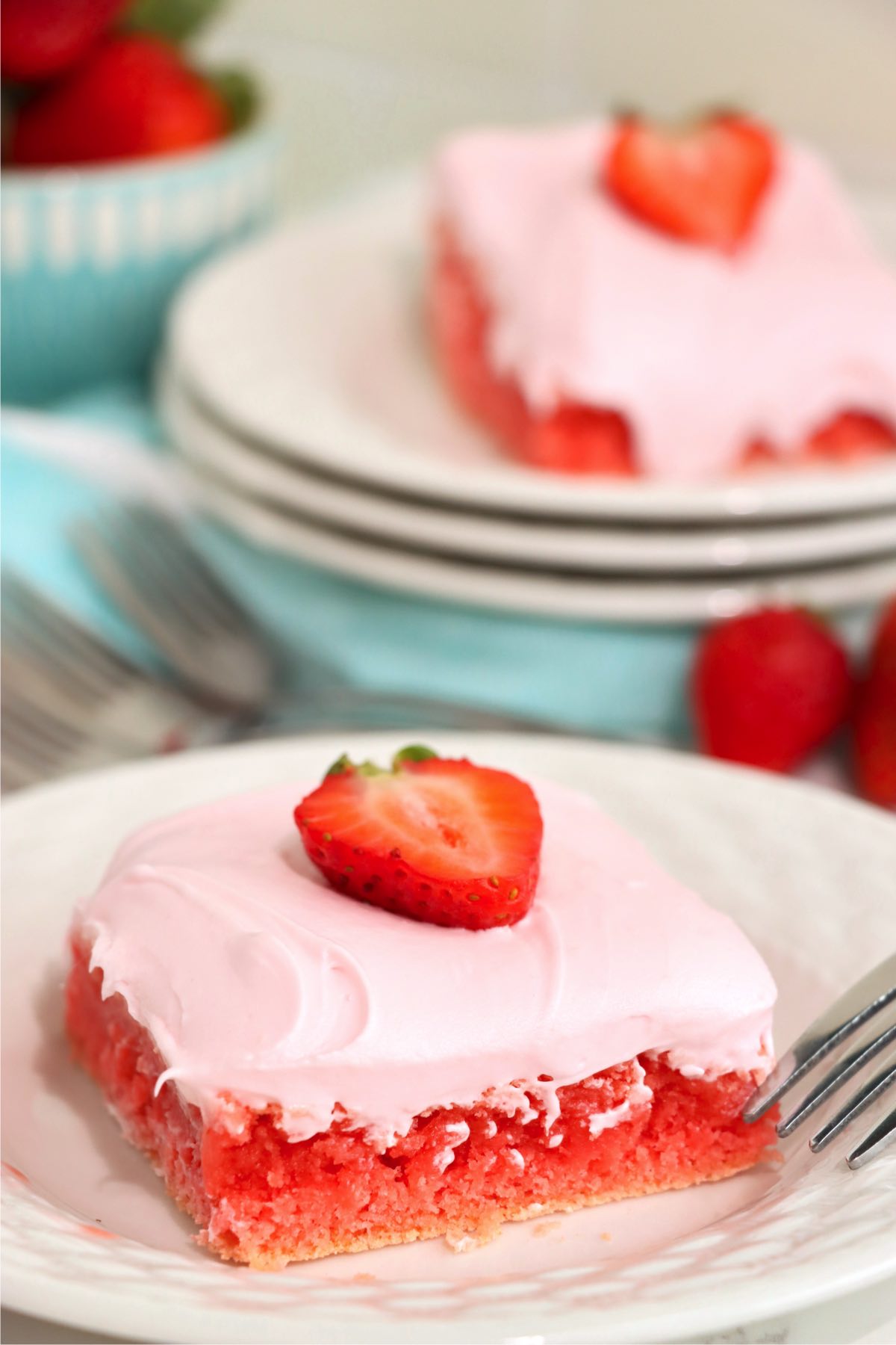 strawberry brownie on dessert plate