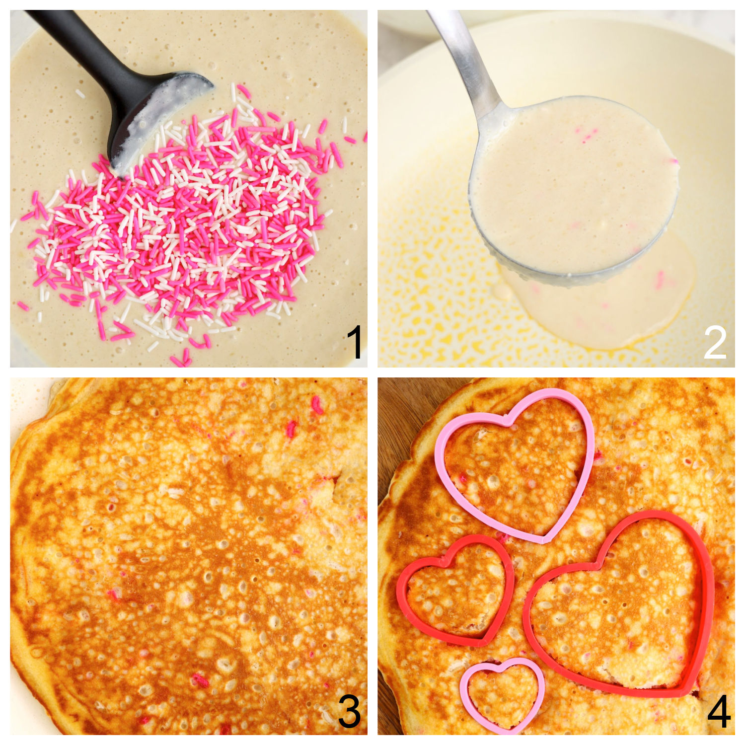 steps for making heart-shaped pancakes