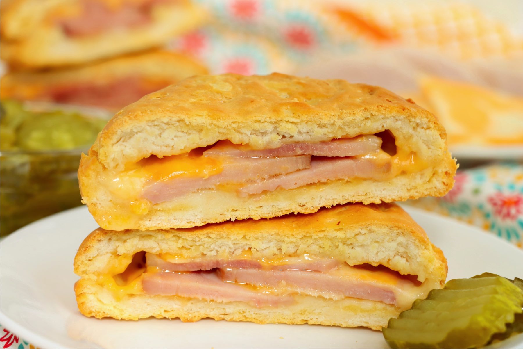 Inside look at a ham and cheese hot pocket