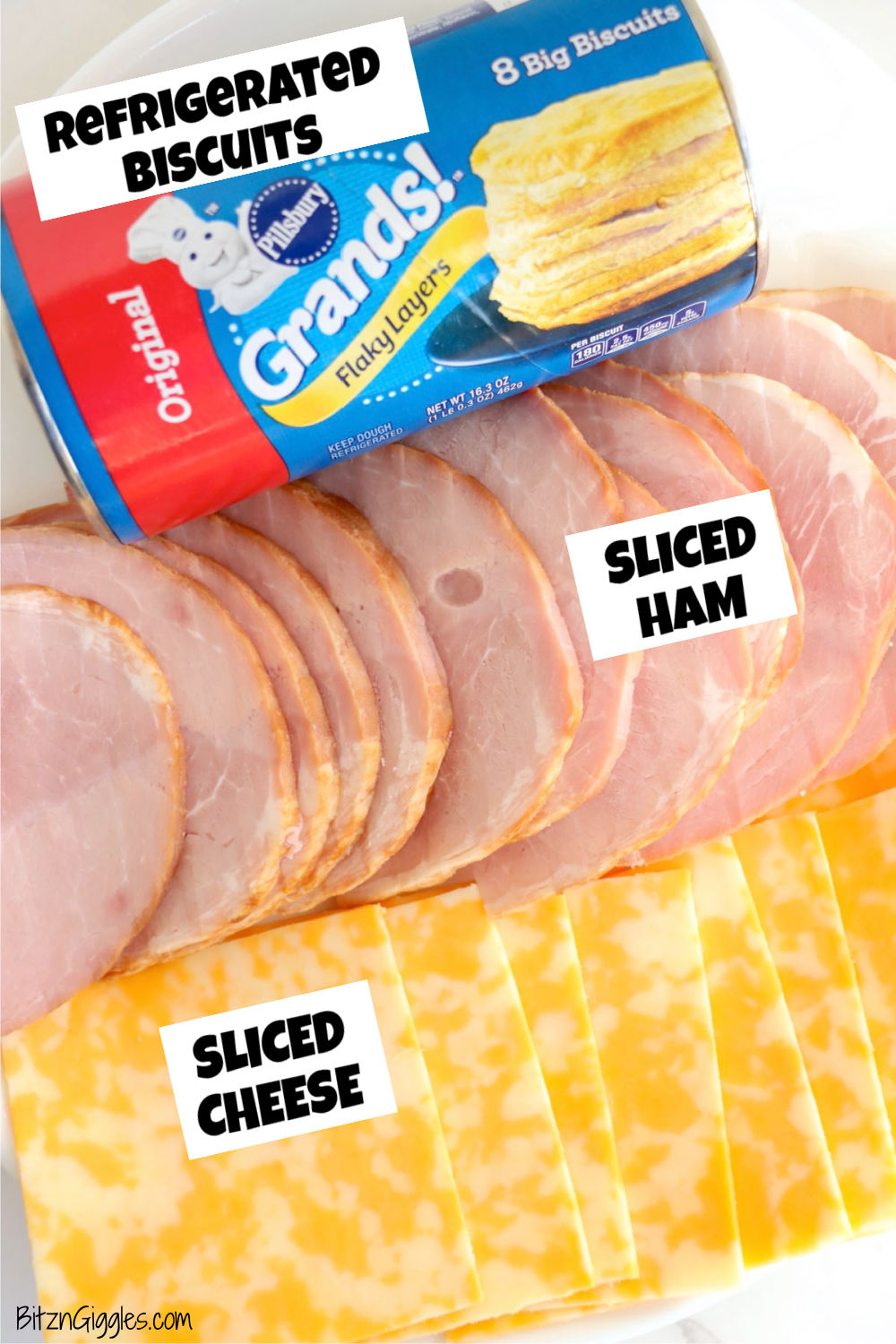 ingredients for making a grilled ham and cheese sandwich in the air fryer