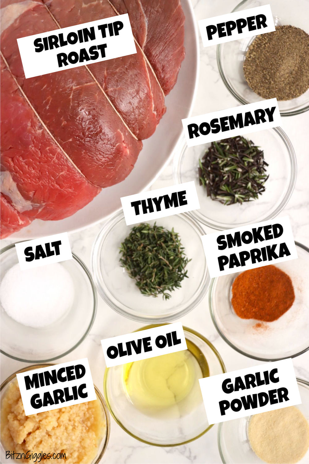 ingredients for making seasoned sirloin tip roast