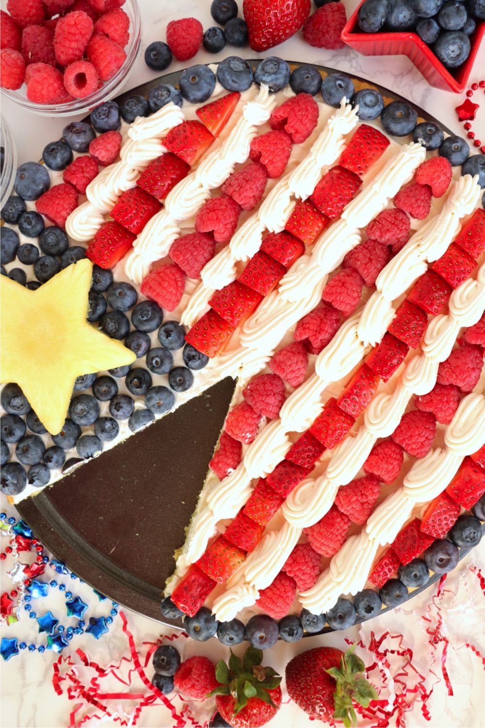 slice out of a patriotic fruit pizza