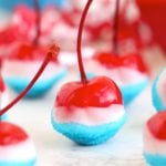 Long stemmed cherry decorated in red, white and blue for the 4th of July.