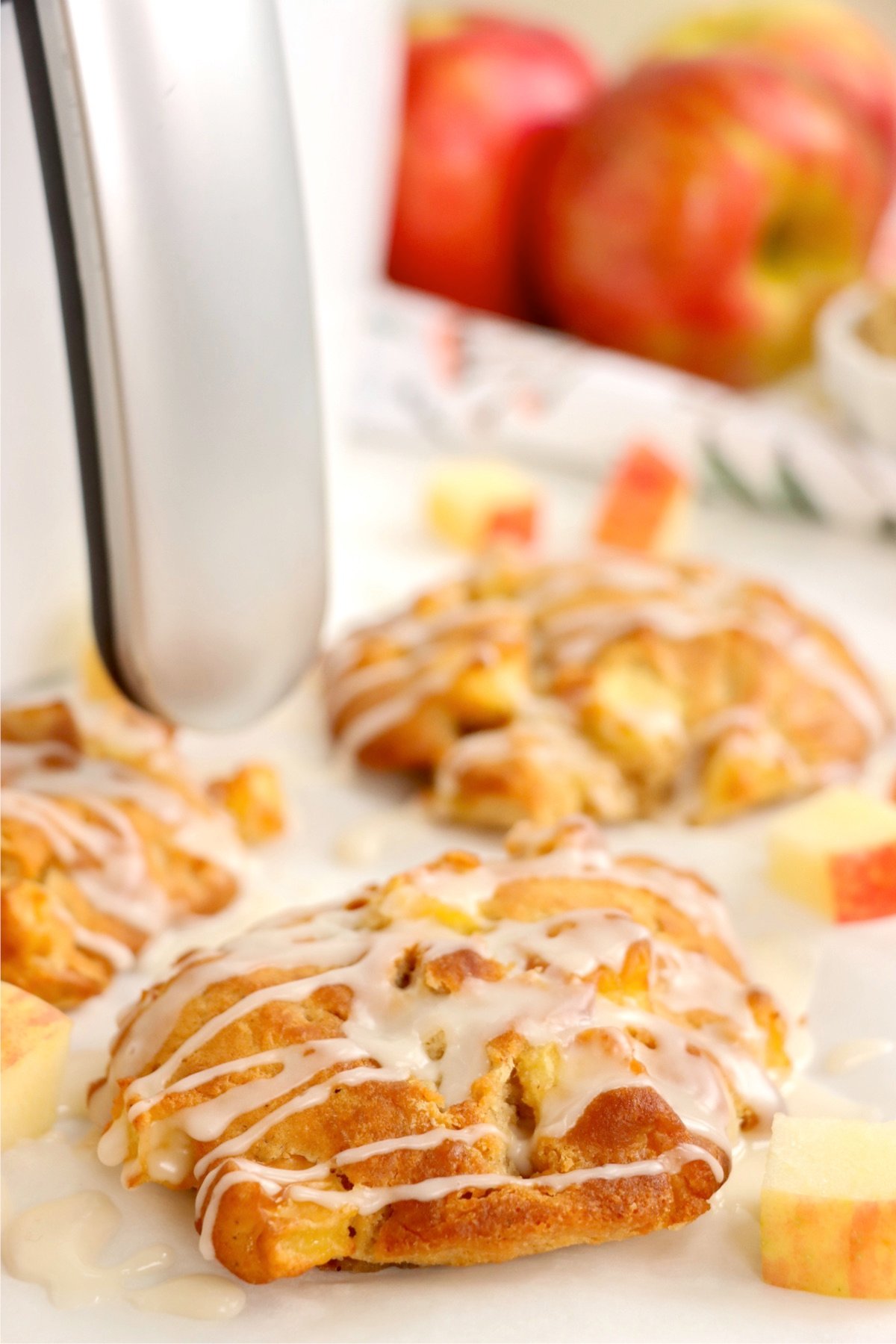 Glazed apple fritter made in the air fryer.