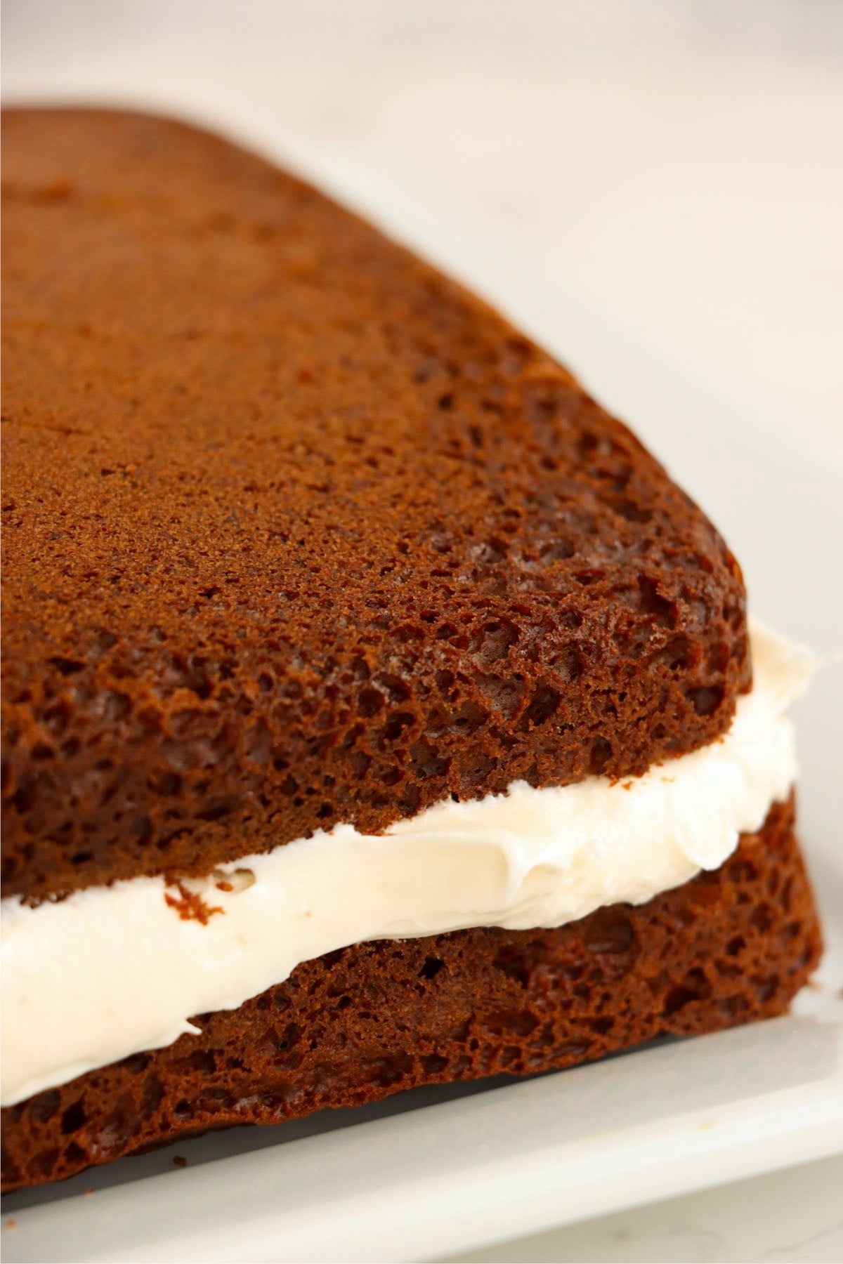 Chocolate cake layered with a thick marshmallow cream filling.